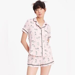 Kate Spade Dalmatian Pink Pajama Set with Black Trim